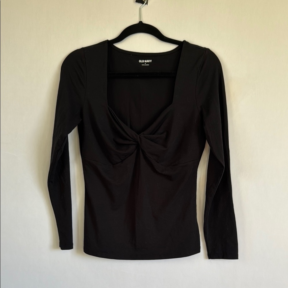 Old Navy Black‎ Sweetheart Neck Blouse Fitted Top Casual Medium